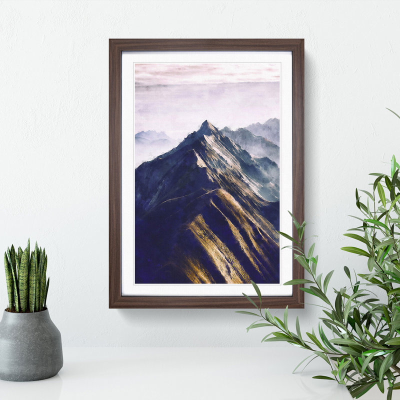 Mountain Ridge in Switzerland - Picture Frame Painting Print, Walnut Framed, 63cm H x 45cm W x 2cm D