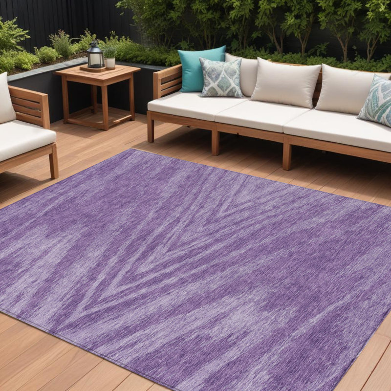 Tapis intérieur lavable abstrait mauve et ivoire 8 pi x 10 pi