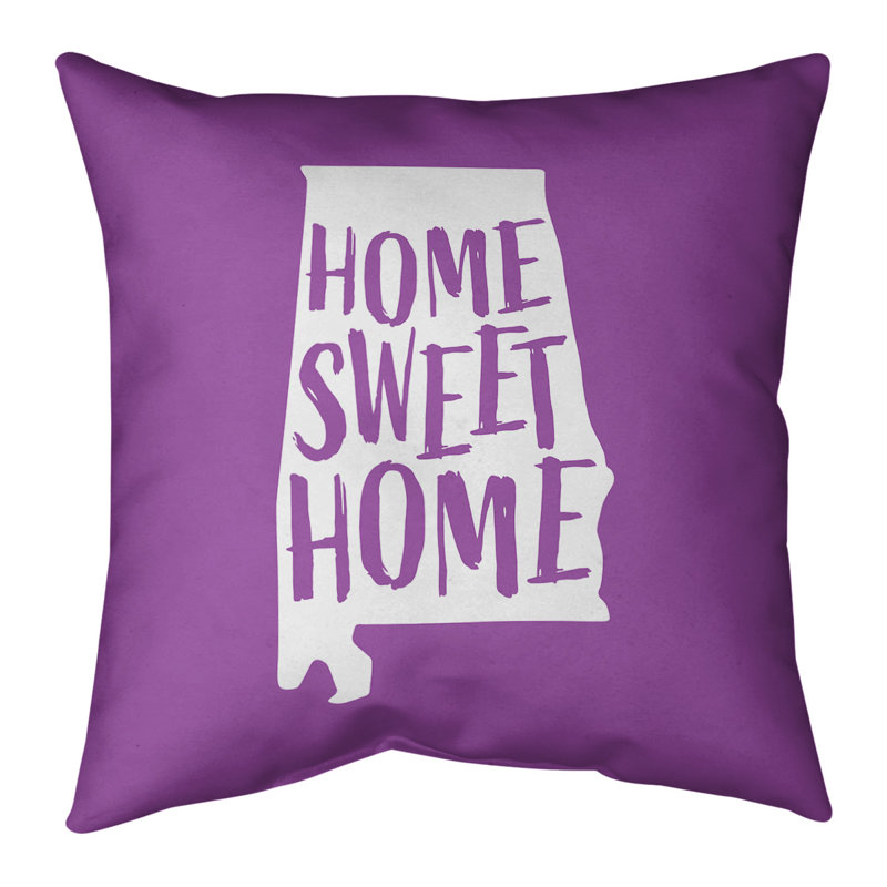 Coussin Home Sweet Alabama, Alabama, Violet, Sergé de coton