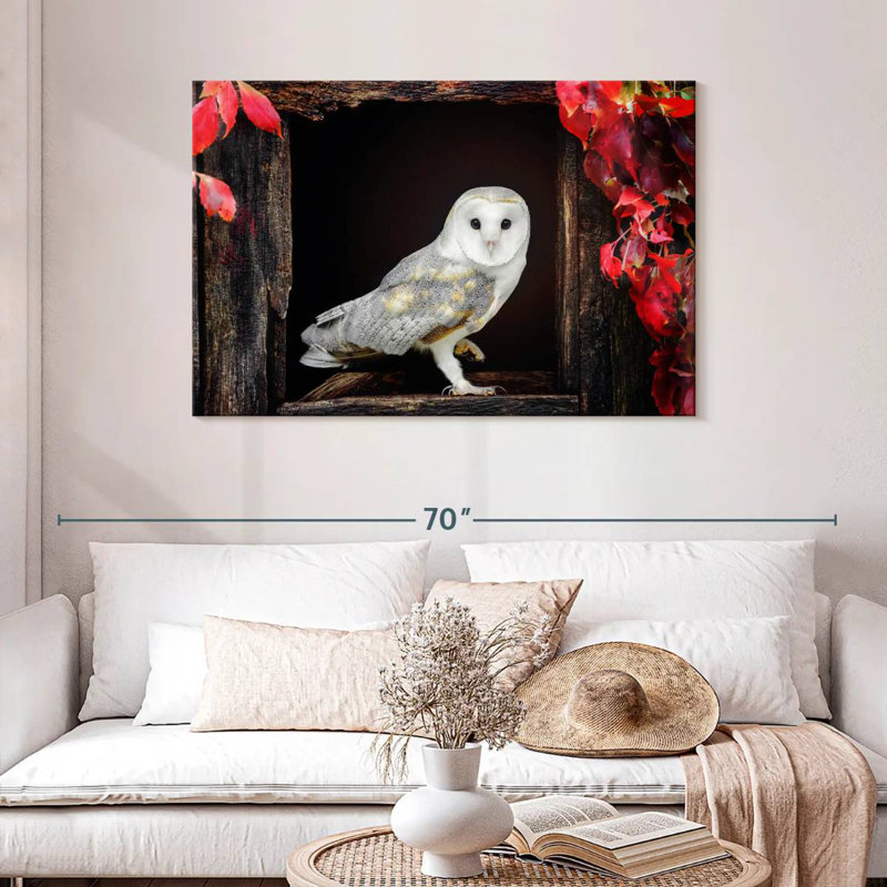 Autumn Barn Owl, 30" H x 45" W