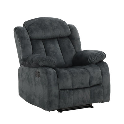 Lowen 35'' Wide Short Plush Fabric Cushion Back Manual Recliner with Soft Skin-Friendly Upholstery