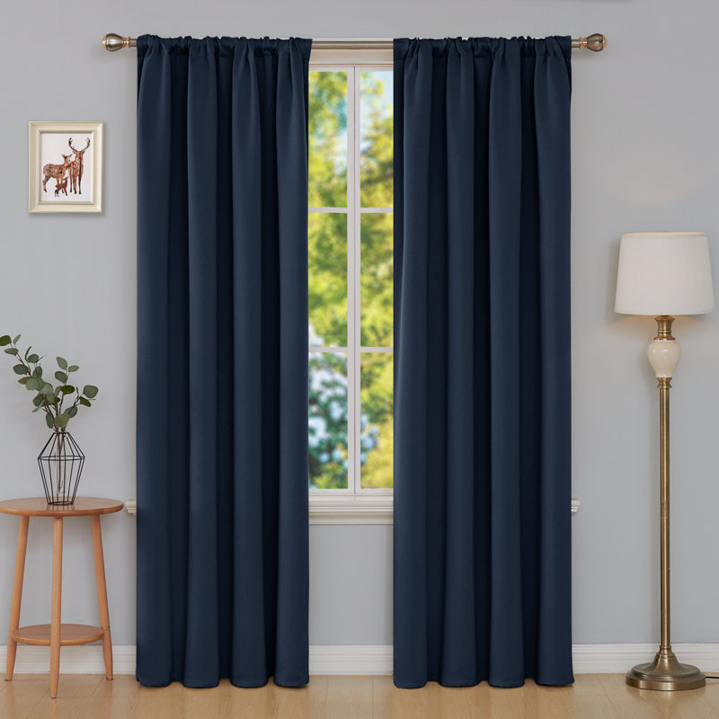 Maksymilan Room Darkening Curtain Pair, Navy Blue, 38" W x 84" L