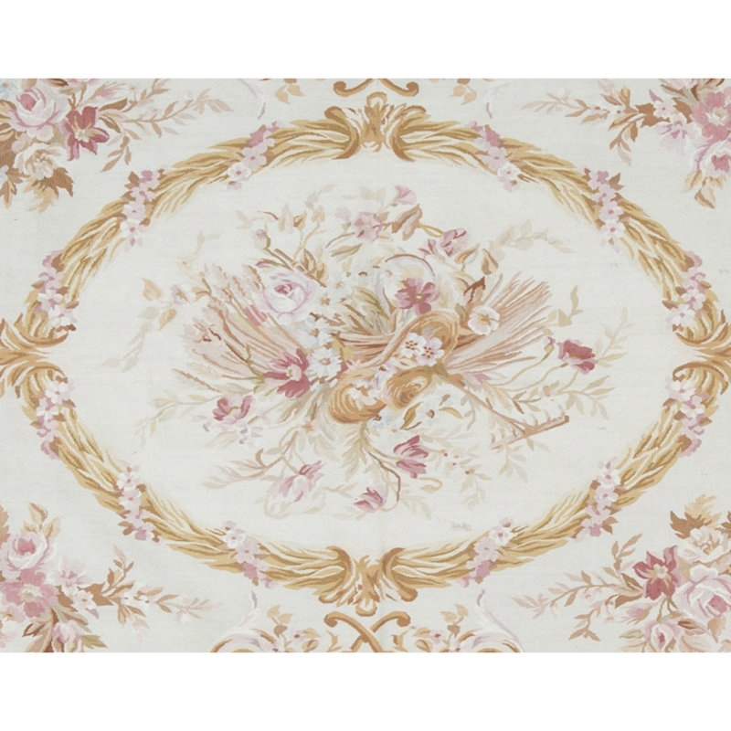 Aubusson Renaissance Wool Oriental Area Rug in Ivory