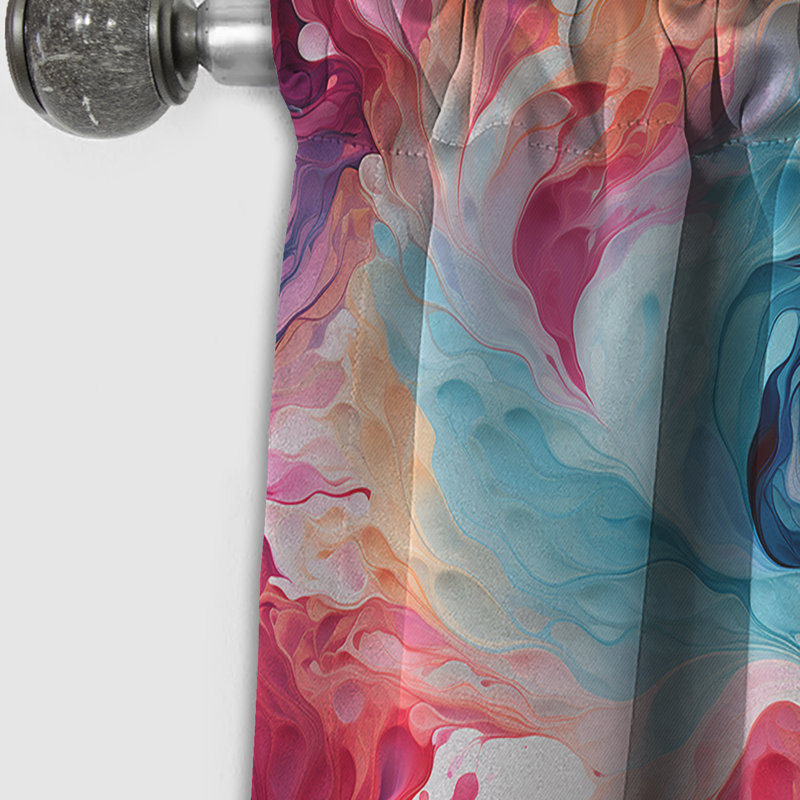 Rose et bleu Reverie Marble I - Rideau de marbre abstrait - Rideau de marbre occultant - 1 panneaux, L 52 po x L 90 po