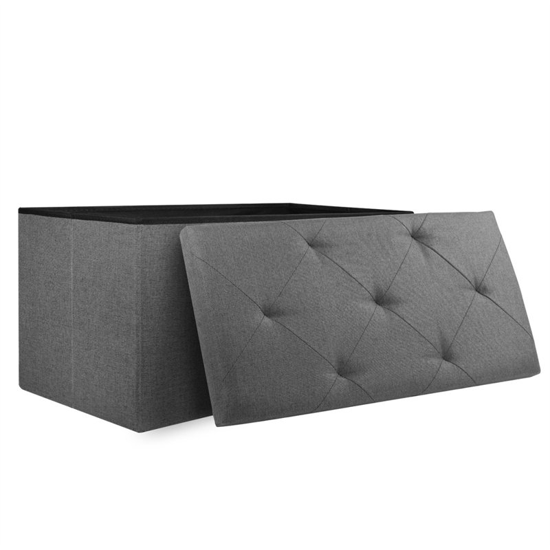 30" Folding Storage Ottoman Bench, Grey