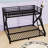 Metal Bunk Bed with Guardrails and Safety Ladder-302449336