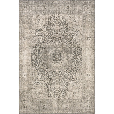 Medallion Jute Area Rug for Dining Room Rug Neutral Rug Living Room Rug, Grey/Taupe