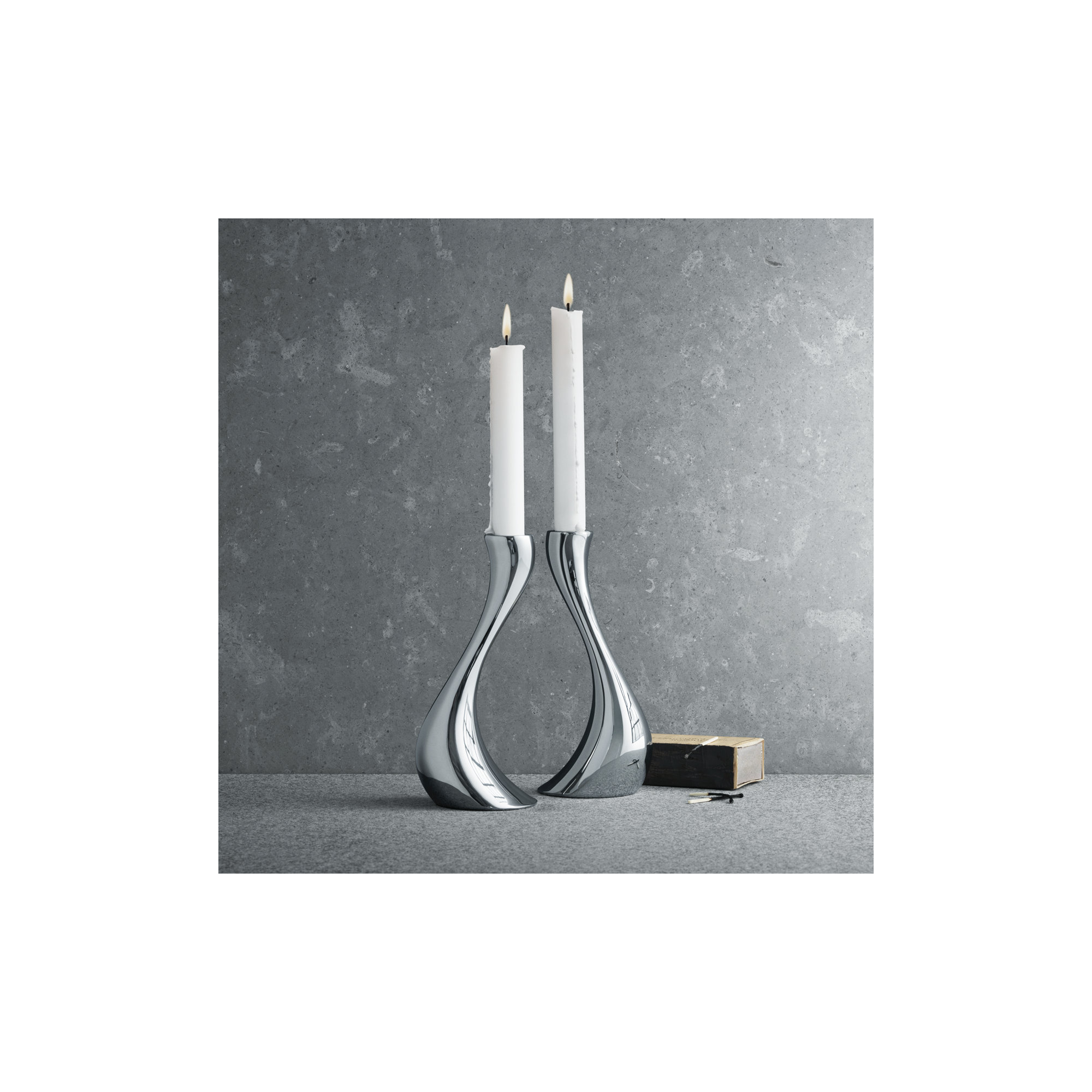 Cobra Stainless Steel Candlestick, 7.87" H x 3.15" W x 3.54" D, Stainless Steel