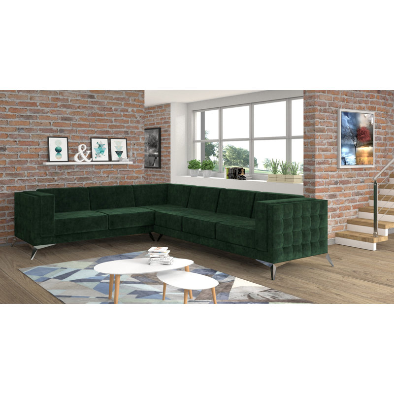 Magnus 4 Seater Corner Sofa , Green, Left Hand Facing