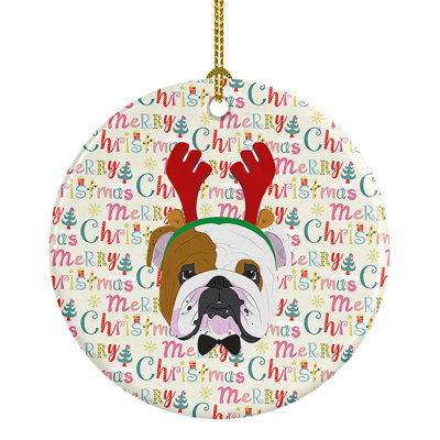 Figurine suspendue bouledogue anglais Merry Christmas