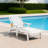 Outdoor HDPE Adjustable Reclining Chaise Lounge Chair With Wheels & Cup Holder in White-491231002