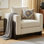 Fauteuil club CenterStage, canapé d'appoint à une place avec pieds en bois d'hévéa, revêtement en chenille, siège en mousse et à ressorts ensachés, conception élégante d'accoudoirs pour le salon et la chambre à coucher