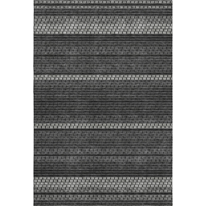 Premium Machine Washable Mayfield AMF2427 Striped Rug, 8' x 10', Black