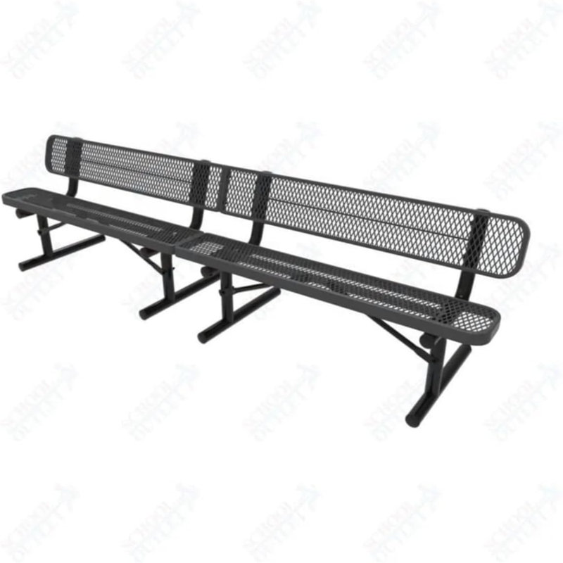 Banc portatif en métal enduit de 15 pieds avec dossier - gris avec dossier, Gris