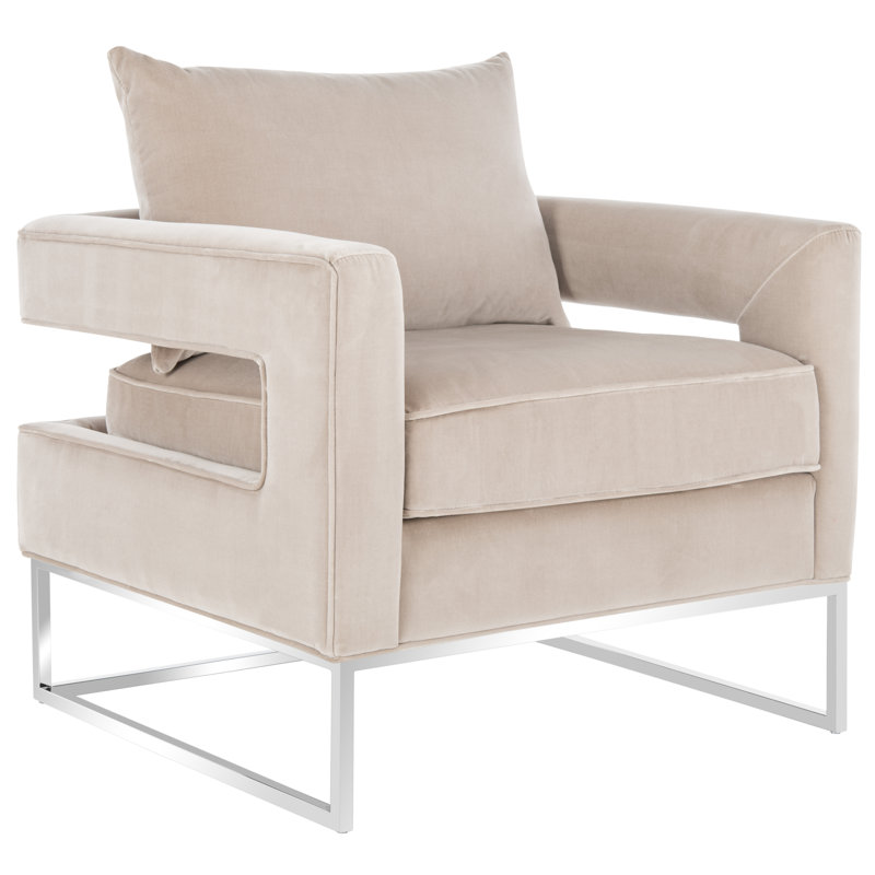 Kamyron Velvet Armchair, Giotto Almond Velvet