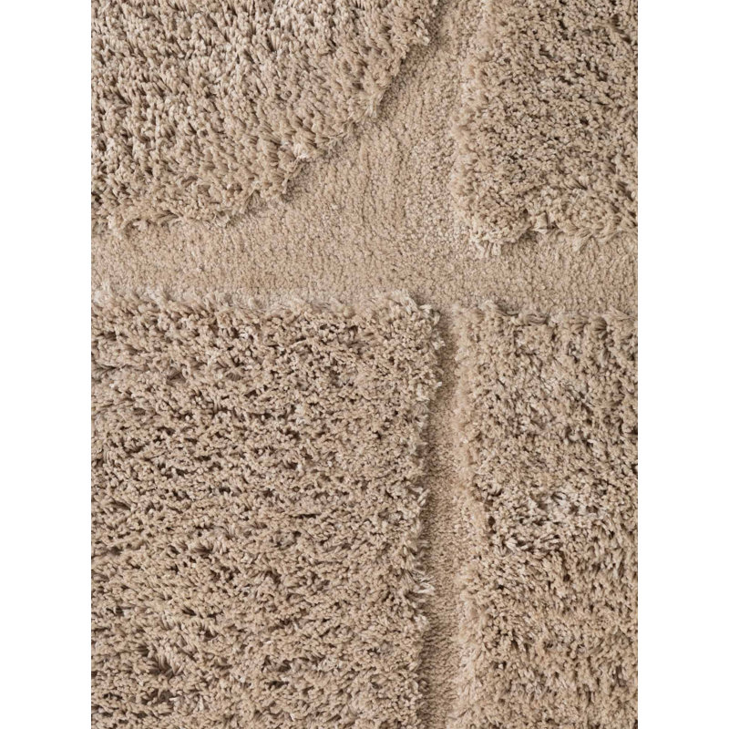 Geometric Hand Tufted Shag Area Rug, Beige, Rectangle 160 x 230 cm