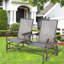 Banc coulissant en tissu gris avec table centrale et causeuse de patio