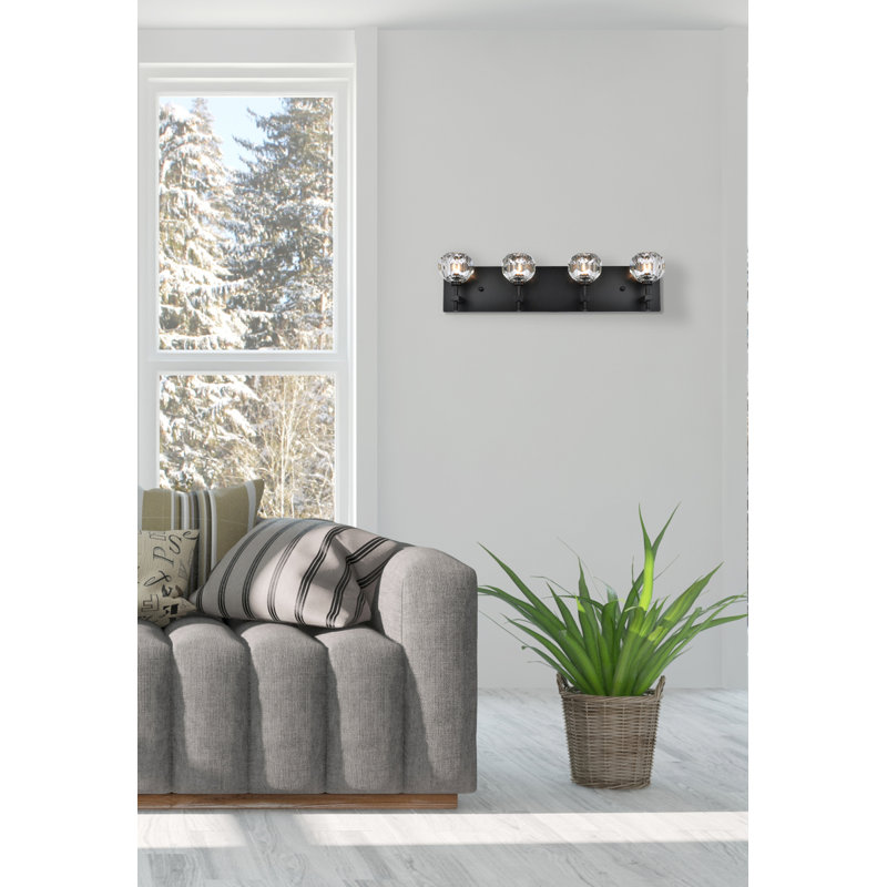 Applique murale en fer Kington, 4, H 6 po x l 25 po x P 6 po, Noir