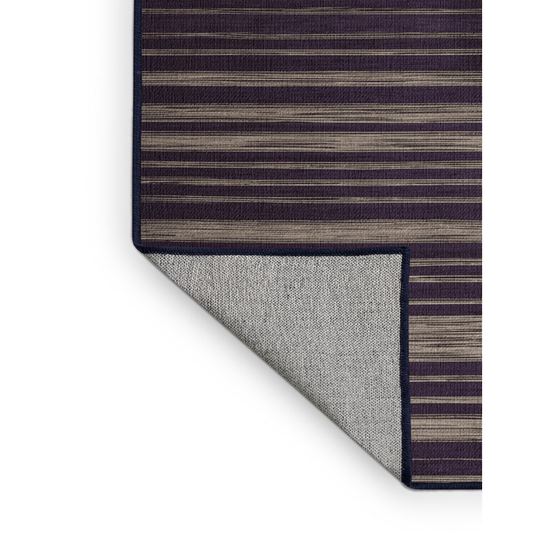 Tapis mauve à rayures horizontales lavable à la machine, Carré 6 pi