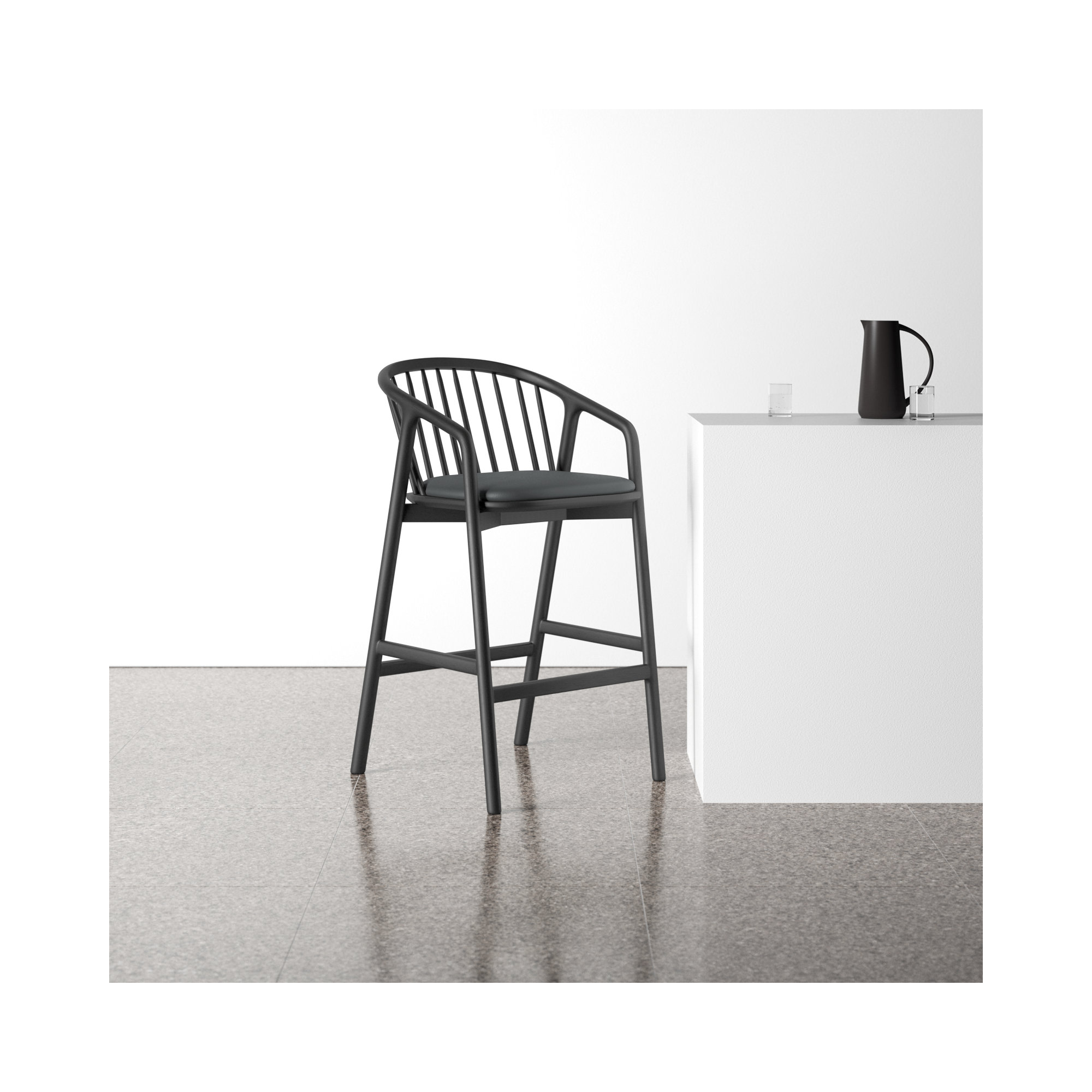Buffolino Vegan Leather Bar & Counter Stool, Black, Counter Stool (26" Seat Height)