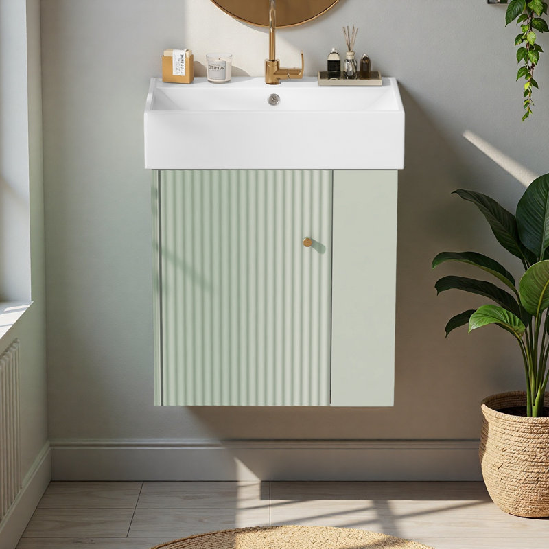 Meuble-lavabo flottant moderne 21,6 po, Vert
