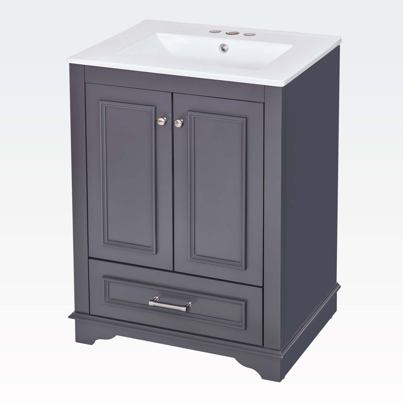 Ensemble de meuble-lavabo 24 po avec lavabo en céramique, Bleu/gris