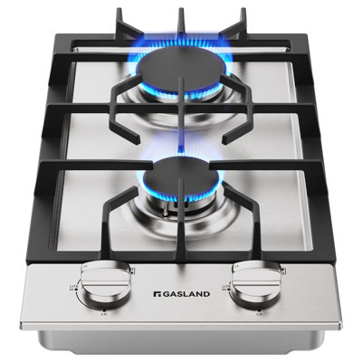 Plaque de cuisson au gaz 12 po à 2 brûleurs intégrée, convertible au gaz naturel / GPL, acier inoxydable, certifié ETL