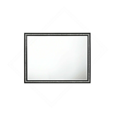 Modern Accent Vanity Dressers Mirror With Shimmering Silver Trim Decor