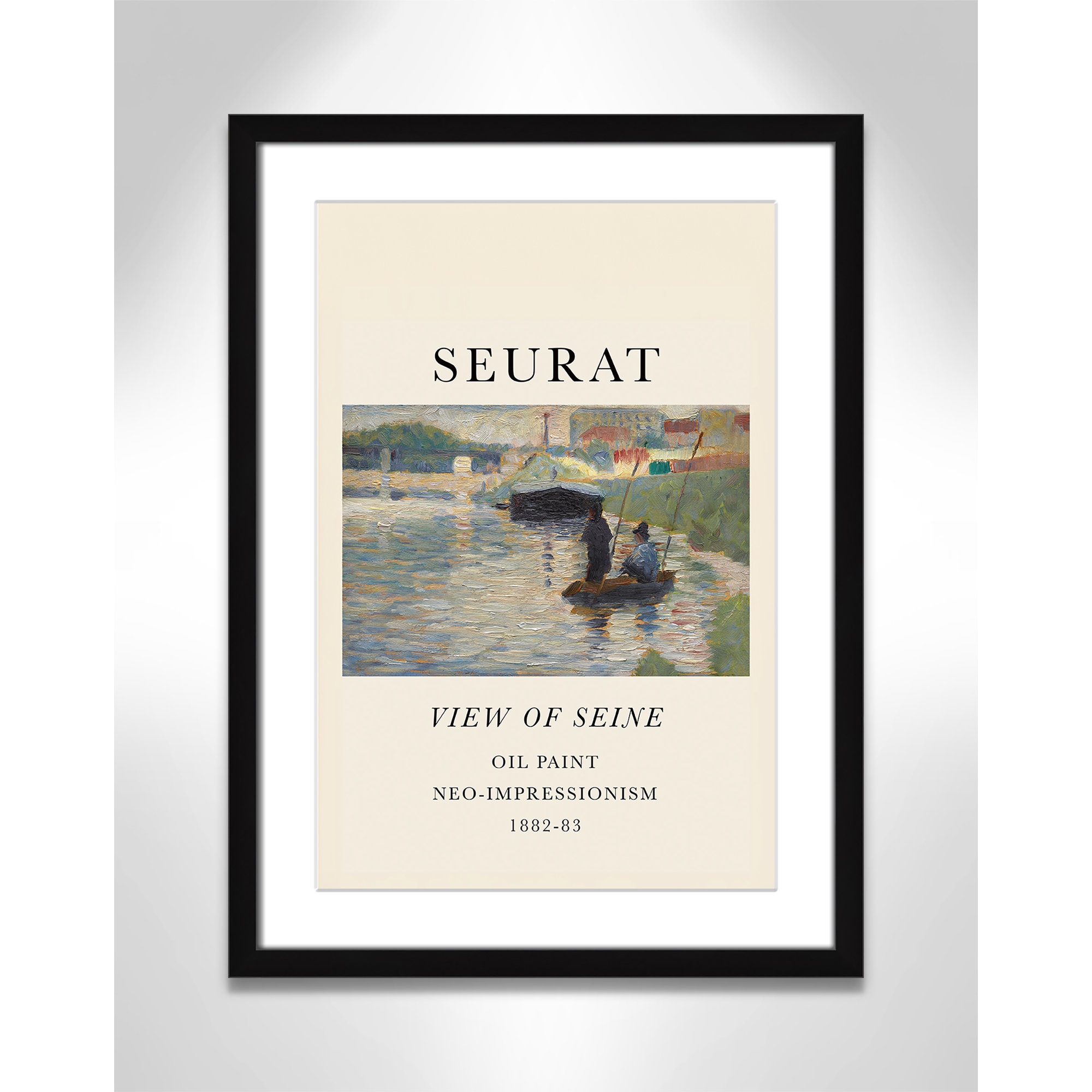 View Of Seine by Georges Seurat, Black Single Picture Frame, Yes, 23" H x 17" W x 1.25" D