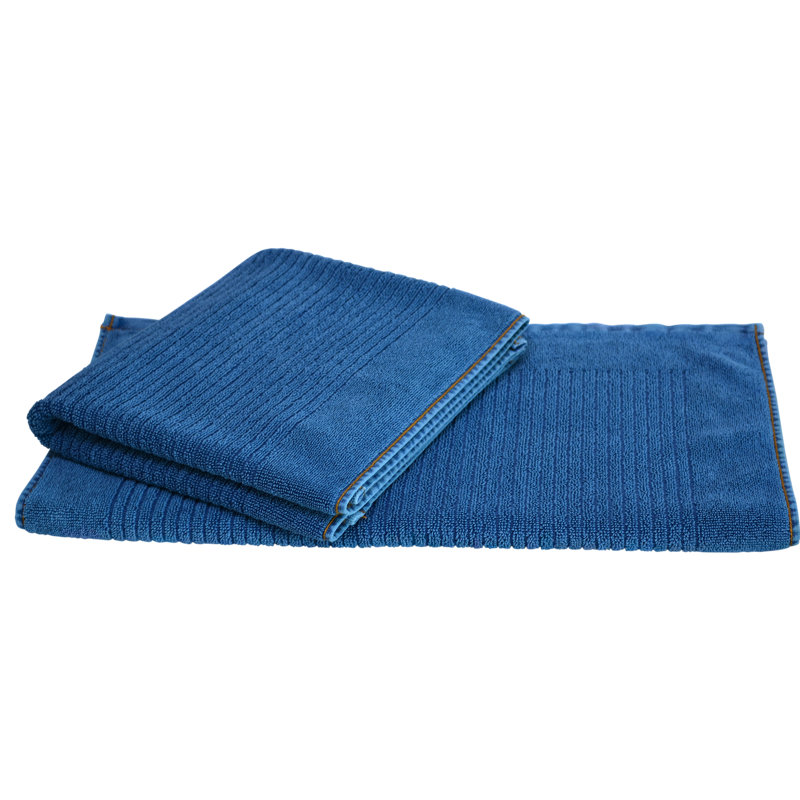 Tyronza Rectangle 100% Cotton Bath Mat Set, Denim Blue