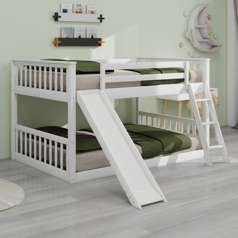 Lit superposé avec glissière convertible et échelle, Blanc