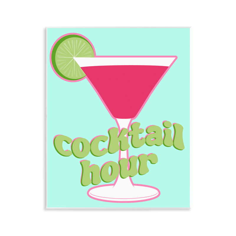 Art rétro sur plaque, "Cocktail Hour" par SD Graphics Studio