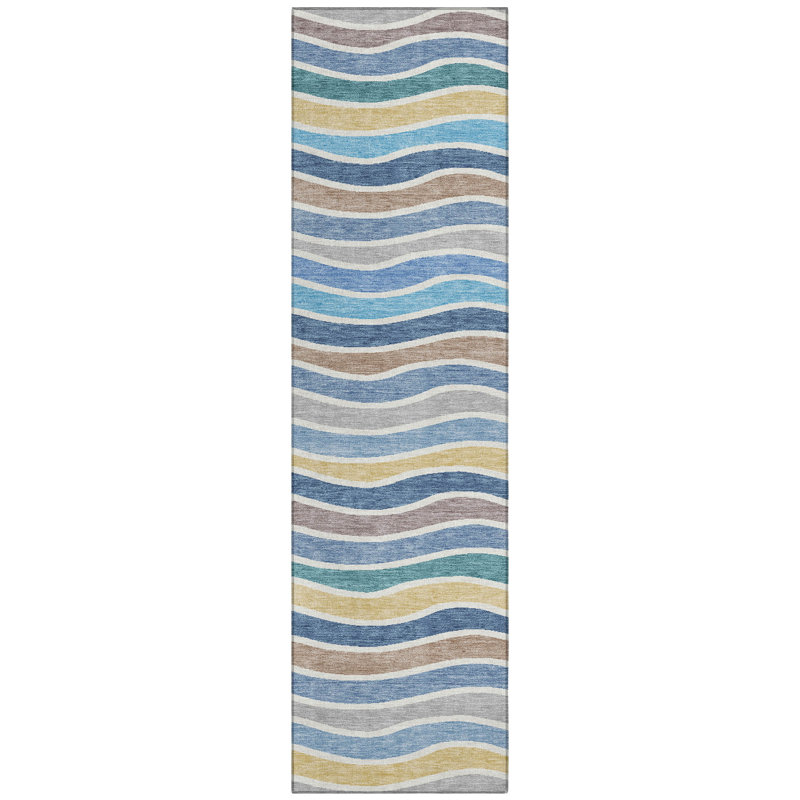 Machine Washable Indoor/Outdoor Micelotta ACN2333 Stripes Rug, Runner 2'3" x 7'6"