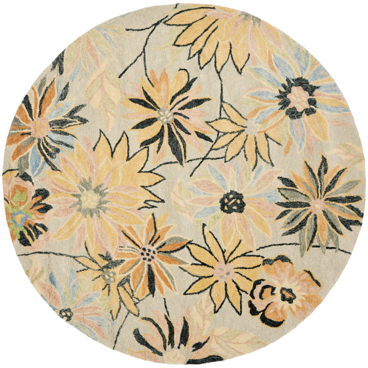 Emrick Hand Hooked Wool Floral Rug