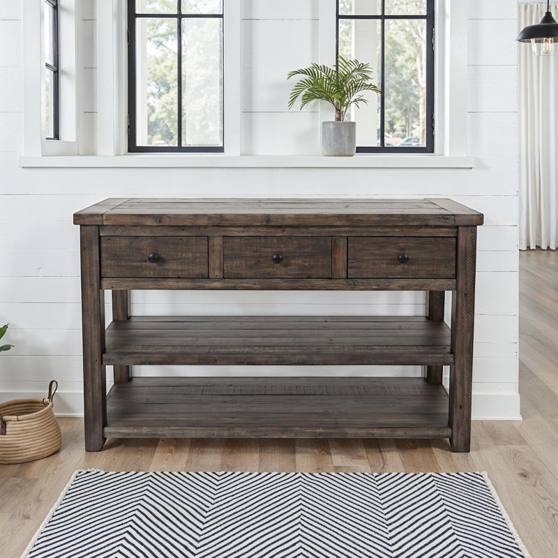 Console en bois massif Yoji, Brun