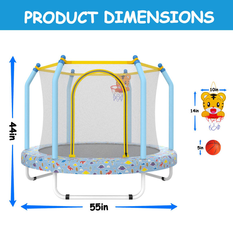 Trampoline de 55 pouces pour enfants avec trampoline intérieur et extérieur