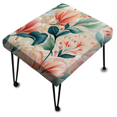 Rose et vert Coastal Escape - Repose-pieds rectangulaire bord de mer