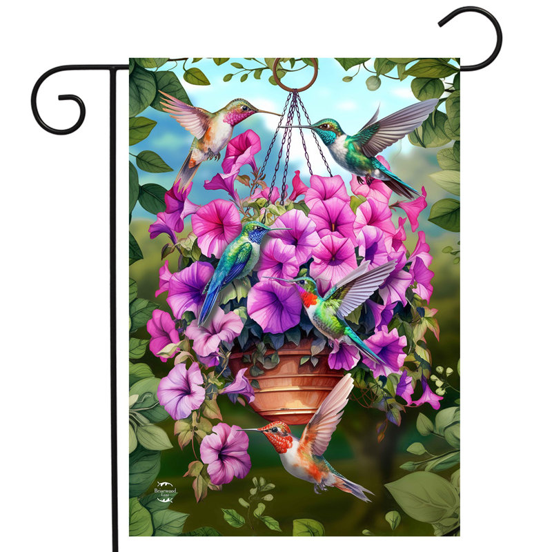 Drapeau de jardin colibris et pétunias