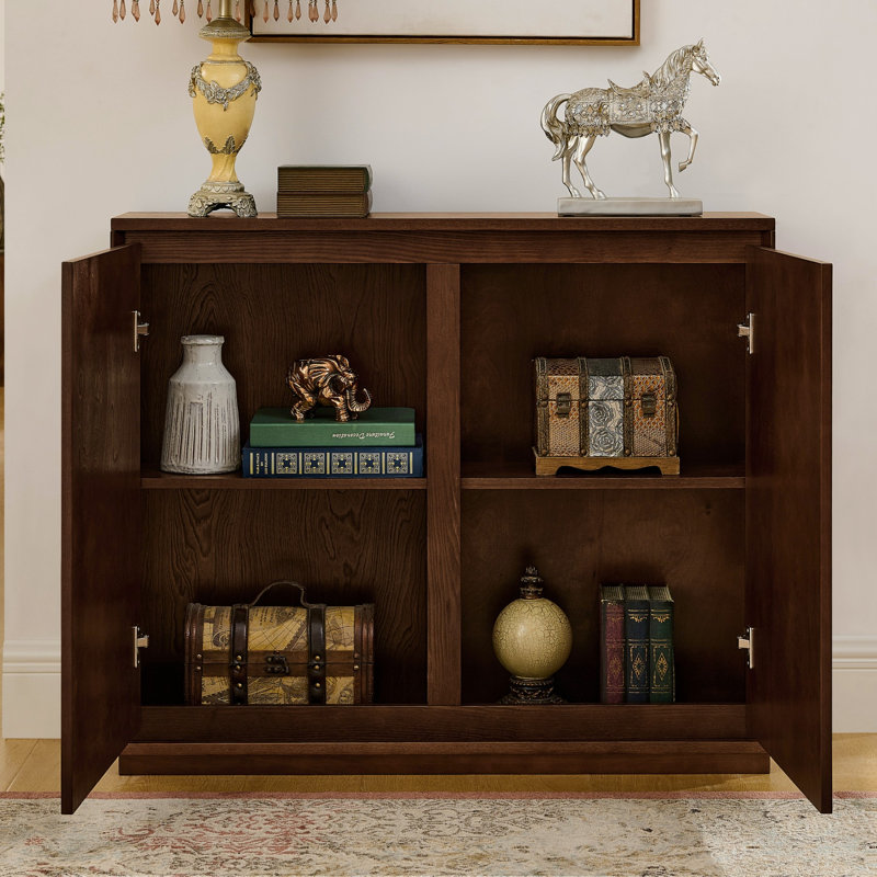 Buffet Mid-Century moderne avec rangement, Noyer foncé