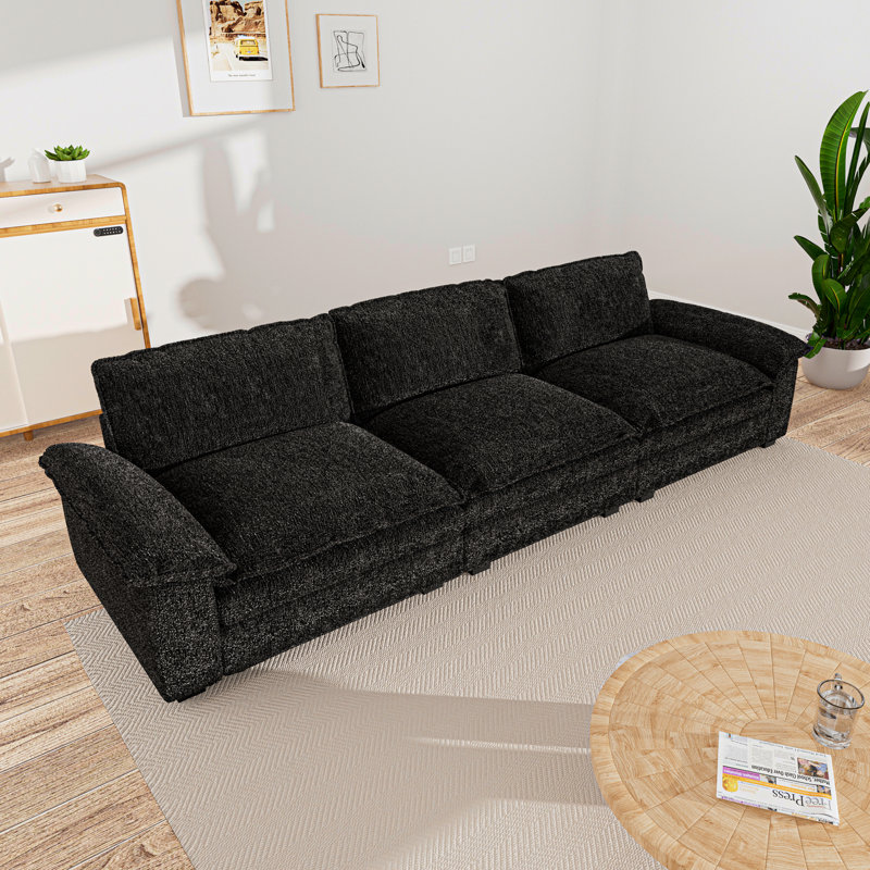 130''/ 154.56'' Modular Sectional Sofa Couch, Black, 38.9" H x 130" W x 66.9" D, 3