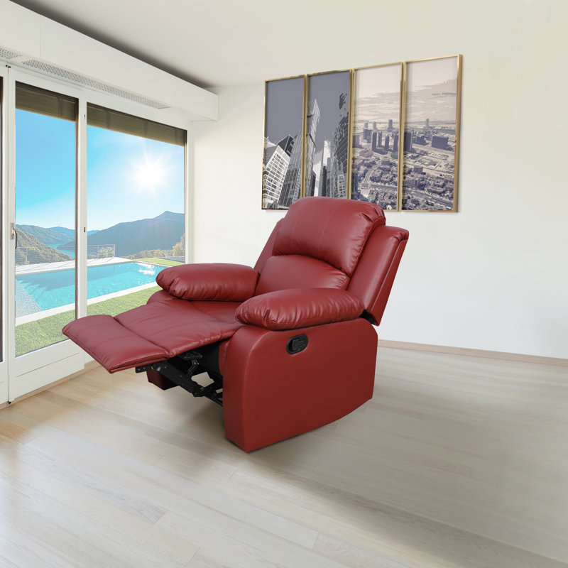 Fauteuil inclinable en cuir Ahart, Similicuir rouge