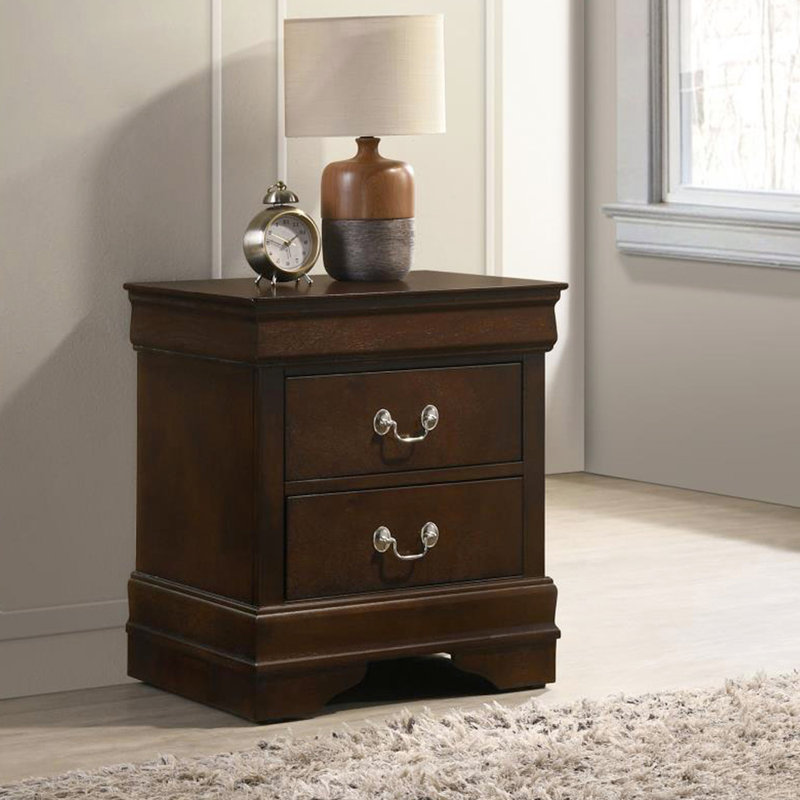 2 tables de chevet cappuccino pour meubles de chambre à coucher 2 tiroirs au fini luxueux