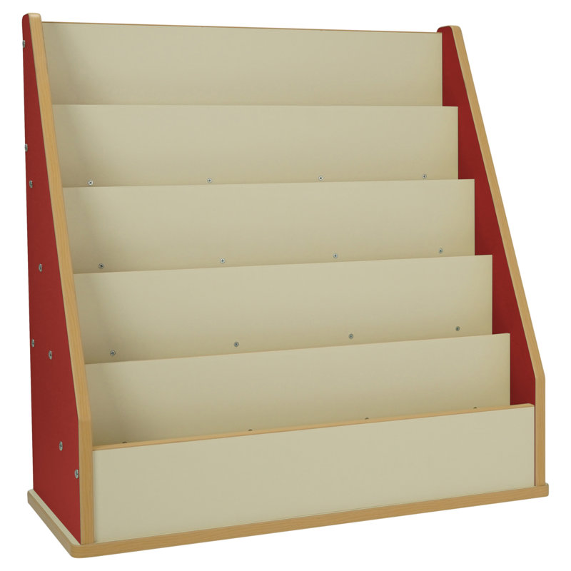 Présentoir à livres en stratifié, Amande / rouge