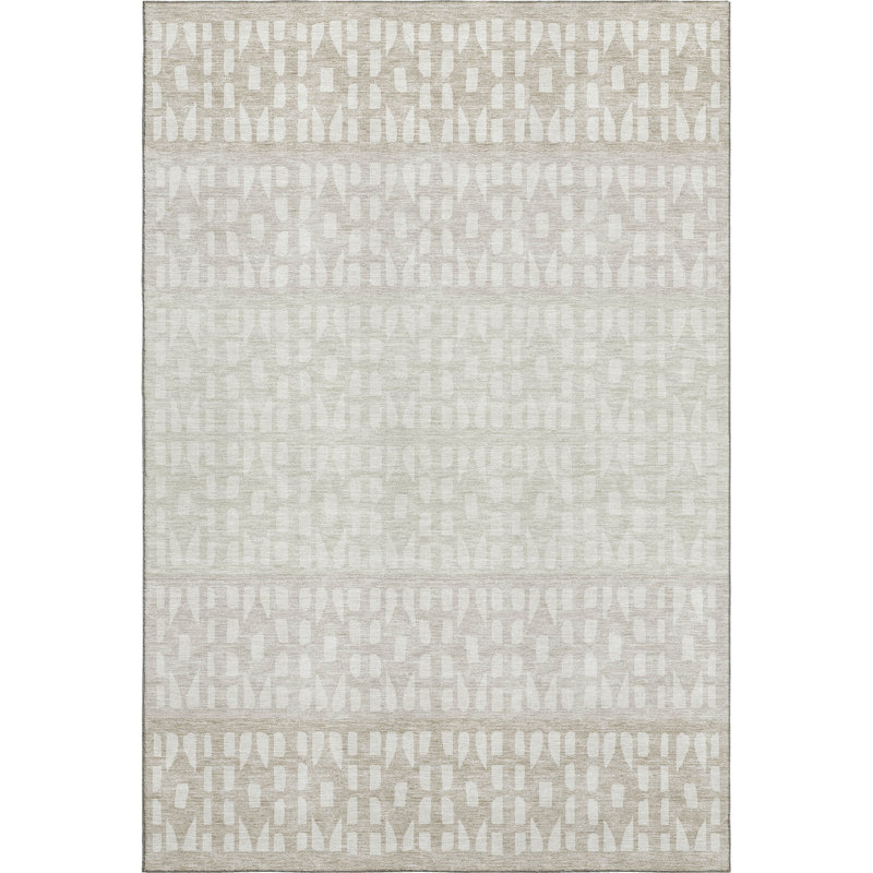 Premium Machine Washable Prisco Ivory Rug, Rectangle 10' x 14'