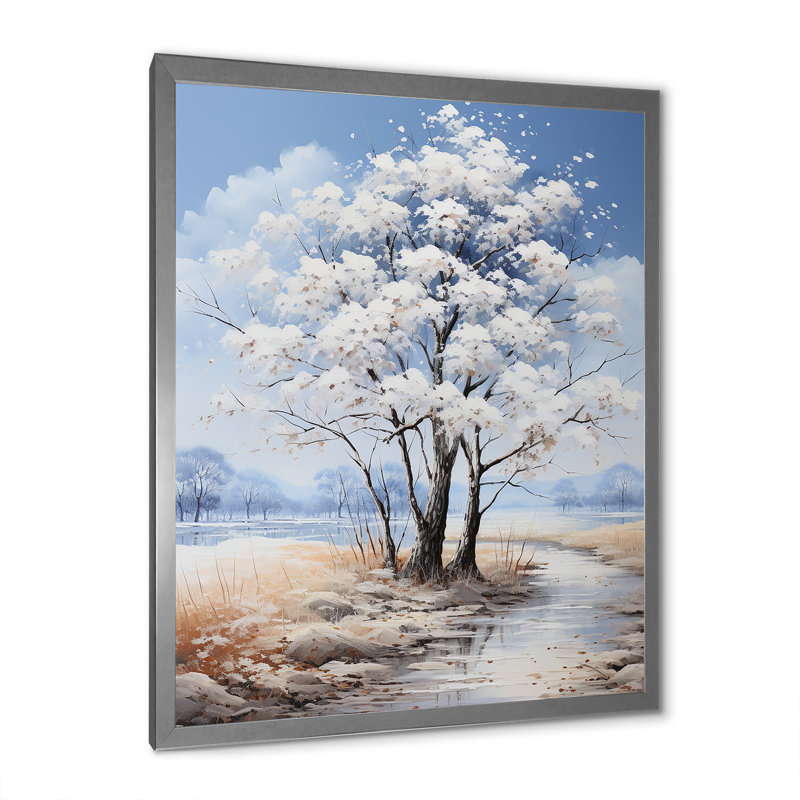 «White Maple Trees Landscape» sur toile, H 44 po x l 34 po x P 1,5 po, Cadre photo argenté