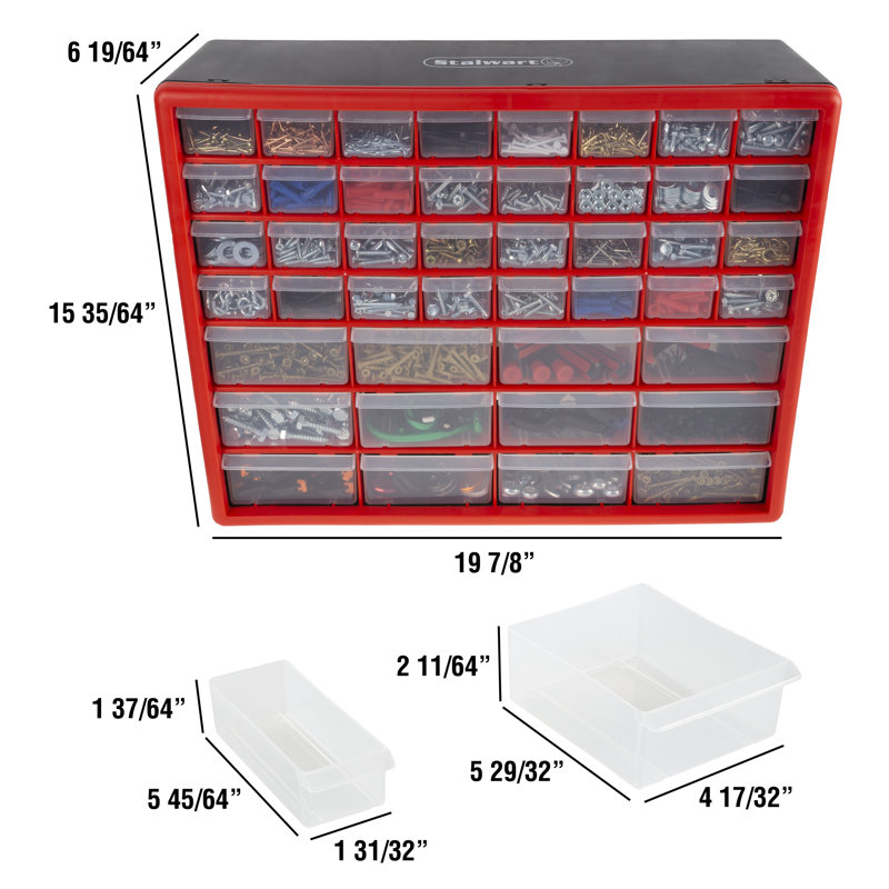 Armoire de rangement 44 tiroirs - Organisateur en plastique avec 12 grands et 32 petits compartiments par Stalwart