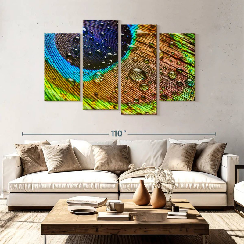 Wet Peacock Feather, 54" H x 84" W