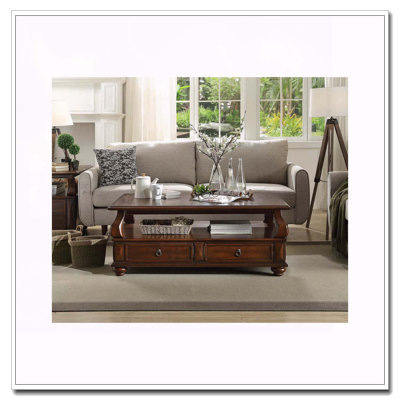 Walnut 4-Drawer Coffee Table With 1 Shelf
