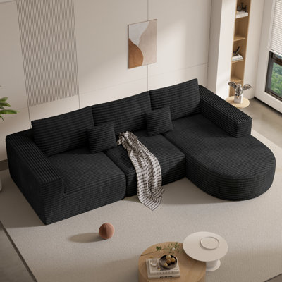Boneless 105" Heavyweight Sectional Couch With L-shape Chaise No Assembly Required Modern Modular Sofa With Extra Deep Seat Cozy Upholstered Couches For Living Room Bedroom