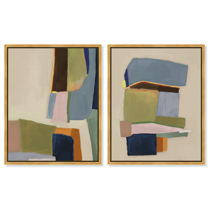 Colro View Set Abstract Canvas Print by Oliver Gal, Black Frame, 16 x 20, 21" H x 17" W, Gold Floater Frame